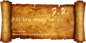 Fábry Urbána névjegykártya